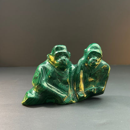 Malachite stone/Harmony of Two Monkeys