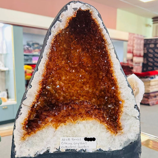 Natural Citrine Crystal Cathedral Geode from Brazil