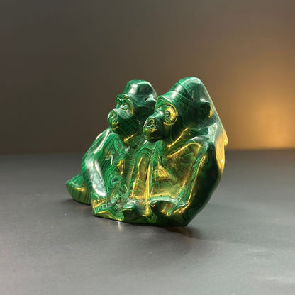 Malachite stone/Harmony of Two Monkeys